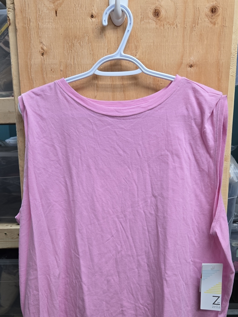 Zella Size L Pink Oversized Cotton Tank Top - Picture 2 of 6